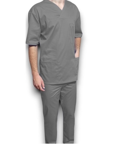 Halat medical barbatesc cu anchior, din tercot elastic alb Halat medical barbatesc cu anchior, din tercot elastic alb