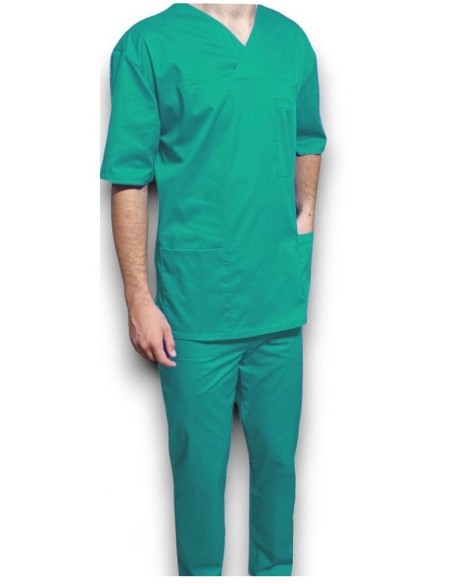 Halat medical barbatesc, cu anchior, din tercot elastic verde Halat medical barbatesc, cu anchior, din tercot elastic verde