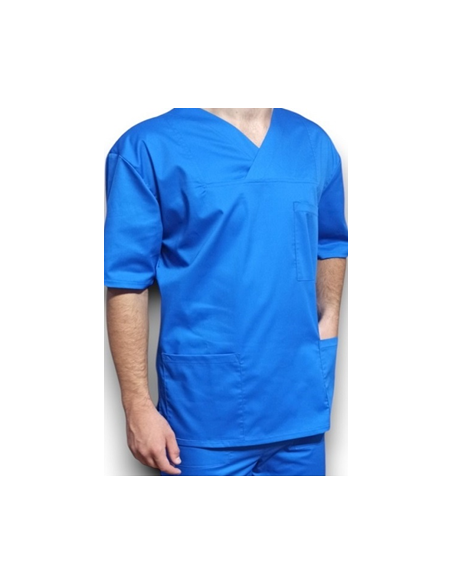 Halat medical barbatesc, cu anchior, din tercot elastic albastru Halat medical barbatesc, cu anchior, din tercot elastic albastru