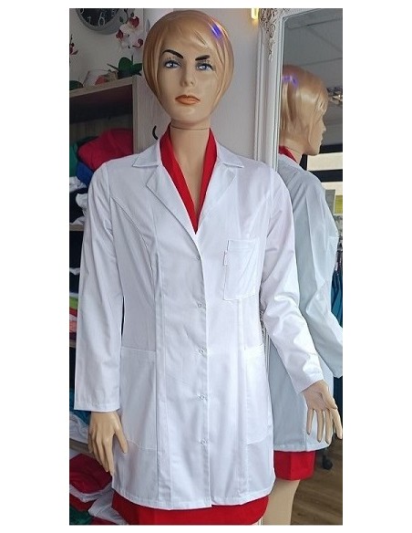Halat medical laborator alb, maneca lunga, dama 38 XS - 46 XL Halat medical laborator alb, maneca lunga, dama 38 XS - 46 XL