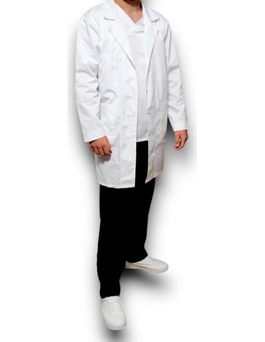Halat medical laborator, alb maneca lunga, barbati