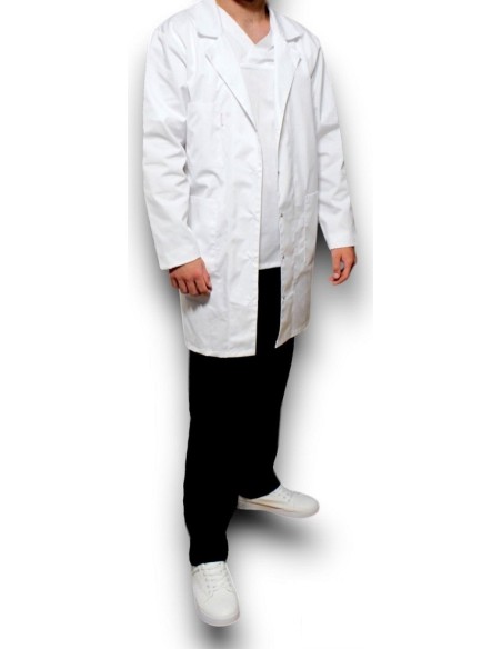 Halat medical laborator, alb maneca lunga, barbati Halat medical laborator, alb maneca lunga, barbati