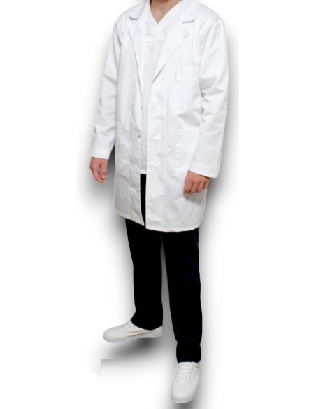 Halat medical laborator, alb maneca lunga, barbati Halat medical laborator, alb maneca lunga, barbati