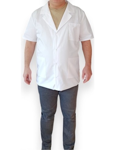 Halat medical laborator, alb maneca scurta, barbati 42 S - 52 3XL