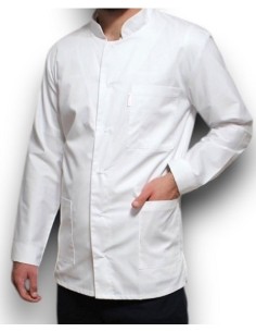 Halat medical barbati alb tunica, maneca lunga, 42 S - 52 3XL