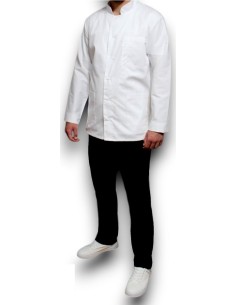 Halat medical barbati alb tunica, maneca lunga, 42 S - 52 3XL 2