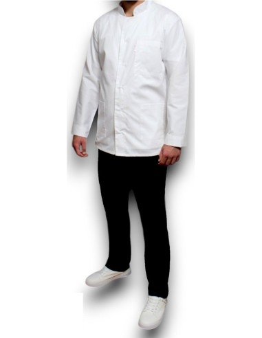 Halat medical barbati alb tunica, maneca lunga, 42 S - 52 3XL
