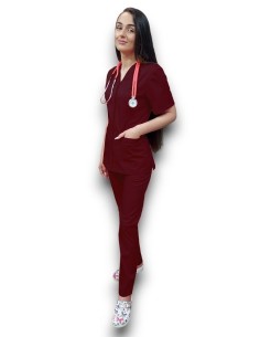 Costum medical tercot grena cu fermoar