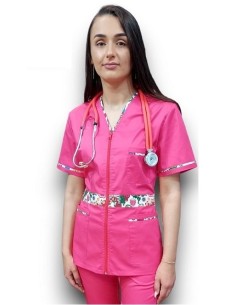Halat medical ciclam cu fermoar, tercot elastic 2