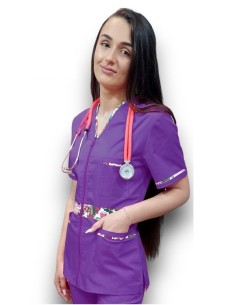 Halat medical mov cu fermoar, tercot fix