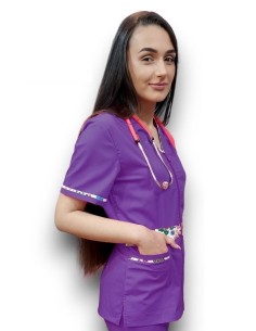 Halat medical mov cu fermoar, tercot fix 2