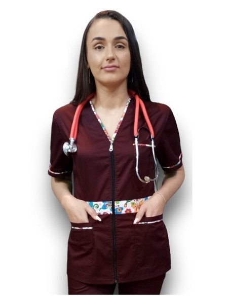 Halat medical grena cu fermoar Halat medical grena cu fermoar