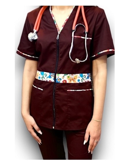 Halat medical grena cu fermoar tercot Halat medical grena cu fermoar tercot