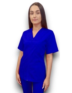 Halat medical albastru royal cu fermoar, tercot elastic 2