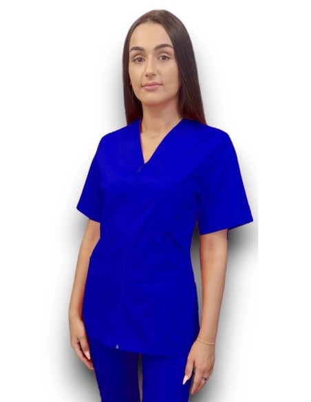 Halat medical albastru royal cu fermoar, tercot elastic Halat medical albastru royal cu fermoar, tercot elastic
