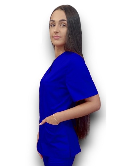Halat medical albastru royal cu fermoar, tercot elastic Halat medical albastru royal cu fermoar, tercot elastic