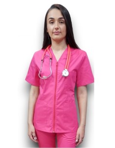 Halat medical ciclam cu fermoar, tercot elastic 2