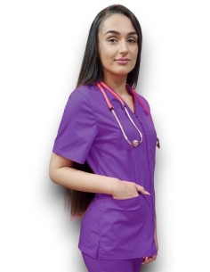 Halat medical mov cu fermoar, tercot fix 2