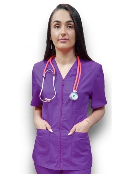 Halat medical mov cu fermoar Halat medical mov cu fermoar