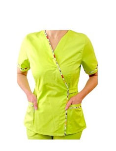 Halat medical dama Kimo-Confort Lime Flowers-H din tercot premium