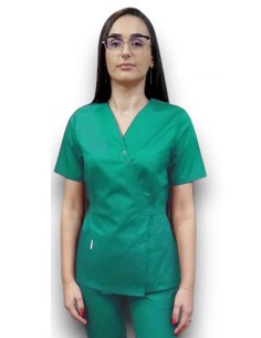Halat medical verde spital Kimono, din tercot elastic 2