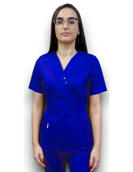 Halat medical albastru royal Kimono, din tercot elastic Halat medical albastru royal Kimono, din tercot elastic