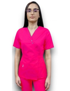 Halat medical ciclam Kimono, din tercot elastic 2