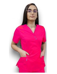 Halat medical ciclam Kimono, din tercot elastic