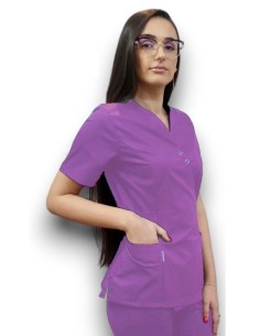 Halat medical mov Kimono, din tercot fix