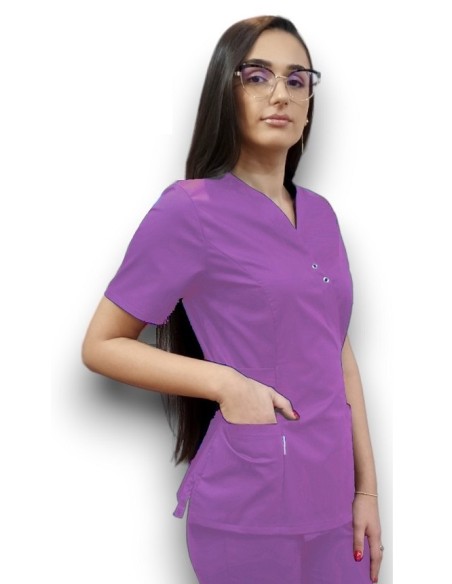 Halat medical mov Kimono, din tercot fix Halat medical mov Kimono, din tercot fix