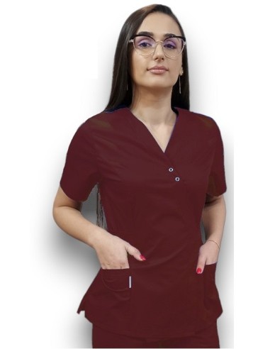 Halat medical grena Kimono, din tercot fix