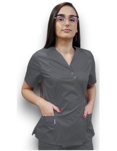 Halat medical gri Kimono, din tercot elastic