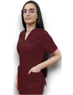 Halat medical grena Kimono, din tercot