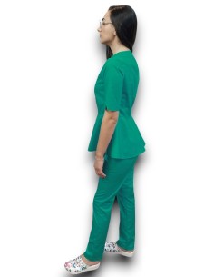 Costum medical verde spital petrecut basc, din tercot elastic 2