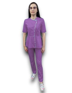 Tinuta medicala Tulip-Flex Flowers mov deschis, moderna si sofisticata