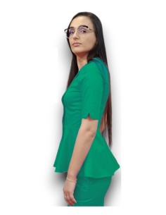 Halat medical verde spital petrecut basc, din tercot elastic 2