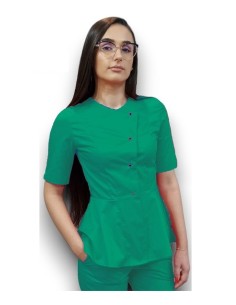 Halat medical verde spital petrecut basc, din tercot elastic