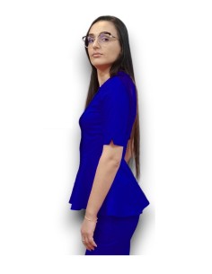 Halat medical albastru royal petrecut basc, din tercot elastic 2