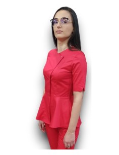 Halat medical rosu petrecut basc, din tercot elastic 2