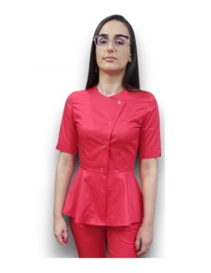 Halat medical rosu petrecut basc, din tercot elastic