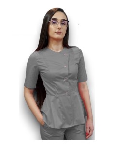 Halat medical gri petrecut basc, din tercot elastic