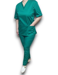 Costum medical verde spital, bluza cu anchior, din tercot elastic 2