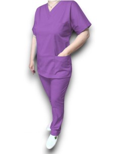 Costum medical mov, bluza cu anchior, din tercot fix