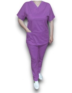 Costum medical mov, bluza cu anchior, din tercot fix 2