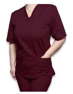Costum medical grena, bluza cu anchior, din tercot fix 2