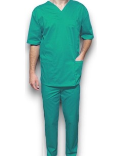 Costum medical barbatesc, cu anchior, din tercot elastic verde spital