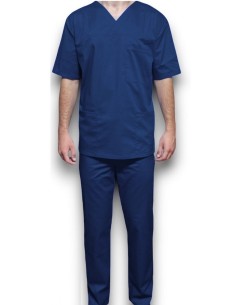 Costum medical barbatesc, cu anchior, din tercot elastic bleumarin 2