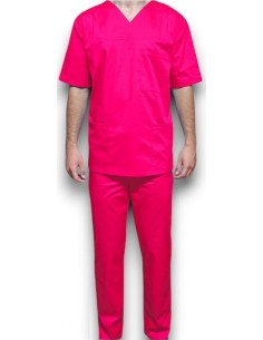 Costum medical barbatesc, cu anchior, din tercot elastic ciclam 2