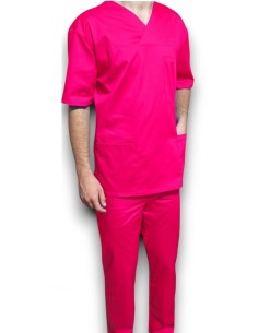 Costum medical barbatesc, cu anchior, din tercot elastic ciclam