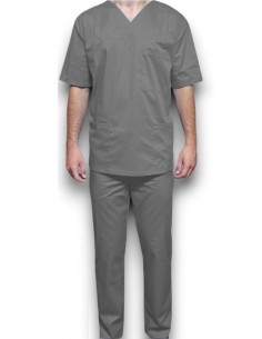 Costum medical barbatesc, cu anchior, din tercot elastic gri